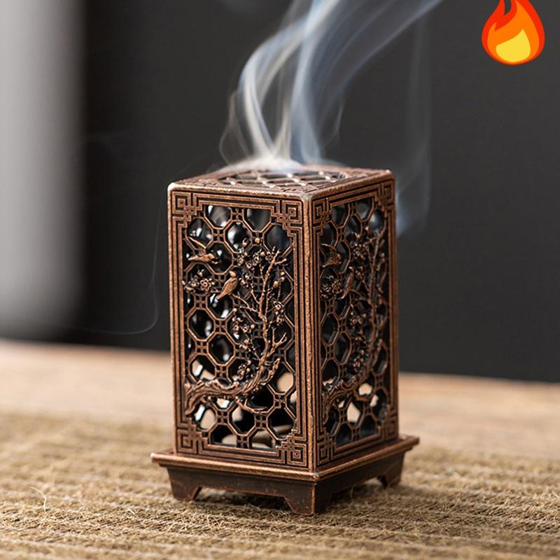 Alloy Censer Incense Holder Square Vertical Incense Burner Indoor Aromatherapy Home Ornament Chinese Incense Burners