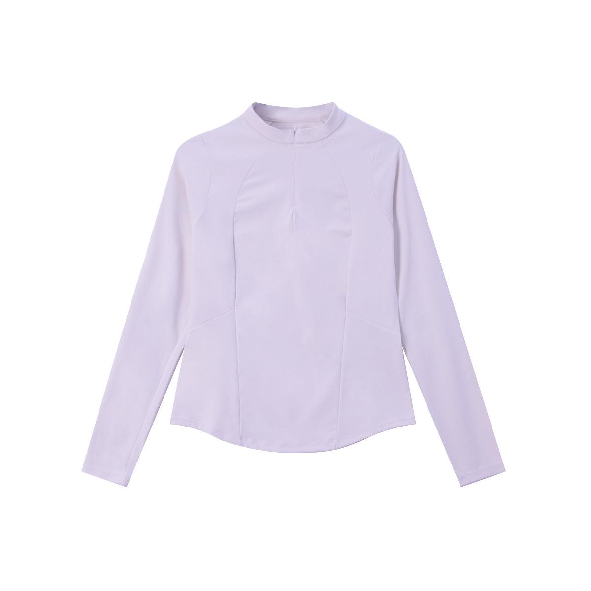 

Женский приталенный базовый топ с длинным рукавом и молнией до середины для фитнеса и йоги - Удобная и стильная верхняя одежда для весны/осени Small