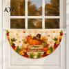 Semicircular Autumn Party Supplies Fall Bunting Fan Flag for Outside, 1.5 X 3ft Turkey Pumpkin Maple Thanksgiving Leaf Pattern Hanging Banner, Harvest