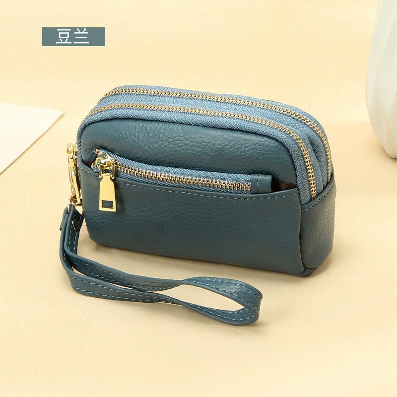 

Женский кошелек-клатч из натуральной кожи, компактный кошелек на молнии для монет, съемный ремешок, слоты для карт, минималистичная сумочка