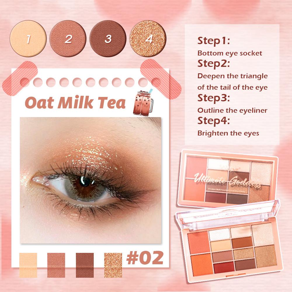 12 Colors Multifunctional Eyeshadow Palette Easy To Color Not Easy To Fly Powder Eyeshadow Highlighter Blush Repair Palette