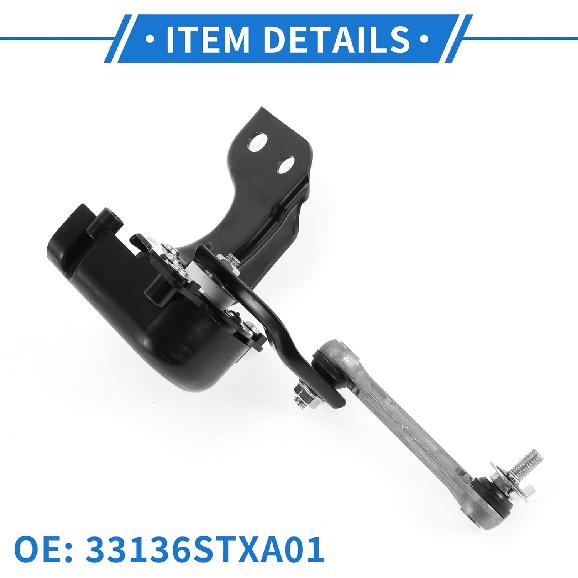 Air Suspension Ride Height Level Sensor Compatible for Acura ZDX 2010-2012, Durable ABS Plastic Black Front Right Side Headlight Level Sensor