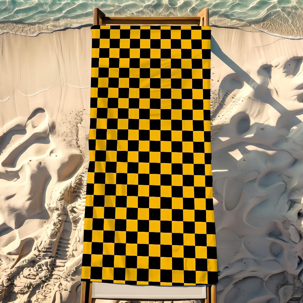 Black White Checkered Towel Beach Shower Bath Travel Lightweight Skin Friendly for Pool Camping Cruise Summer