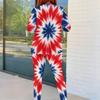 Women Plus Size Round Neck Long Sleeve Printed Top And Fitted Pants Two Piece Set