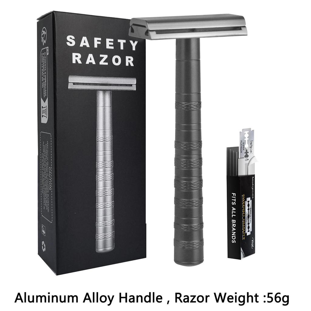 Stainless Steel Safety Razor with 5 Blades, 30° Shaving Angle