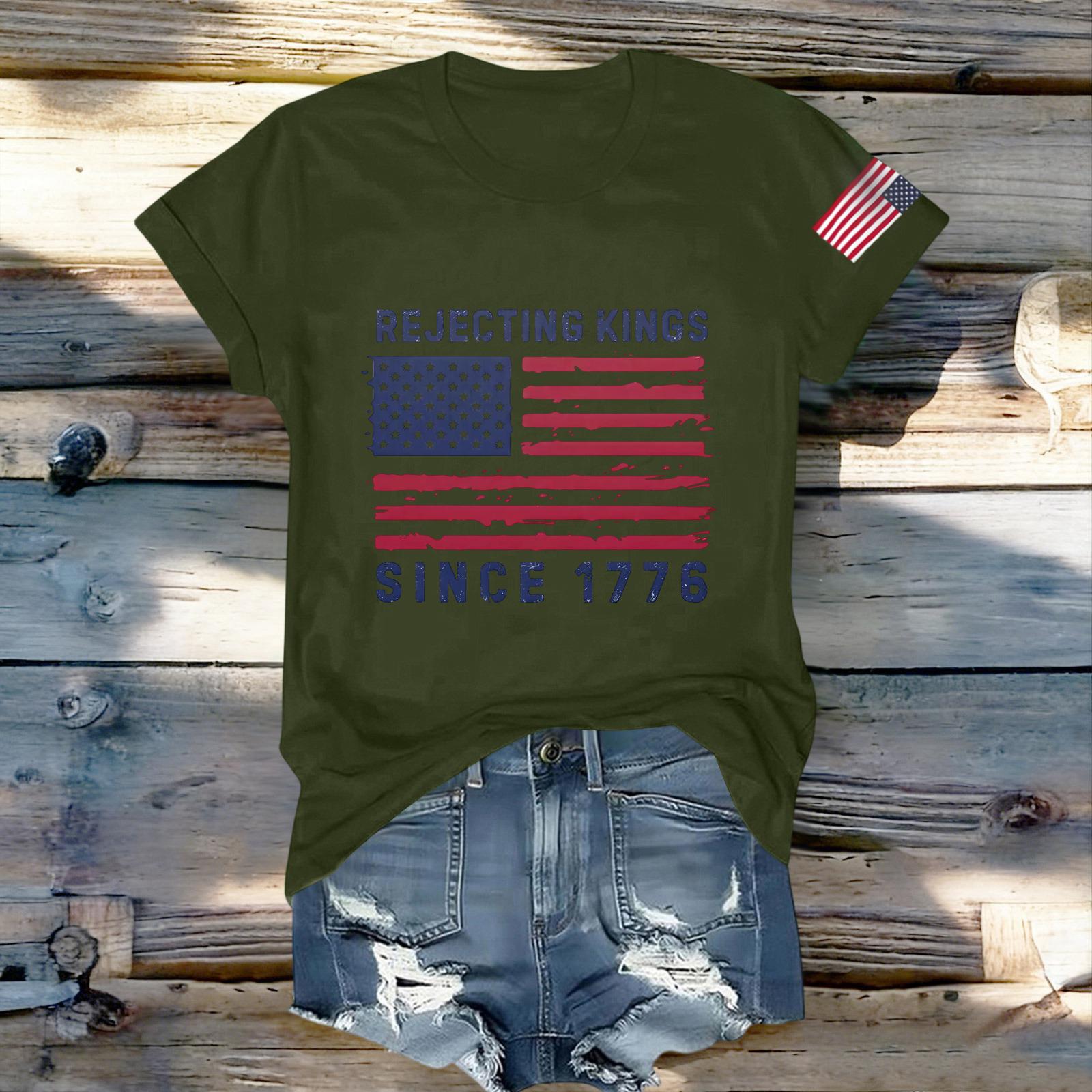 

Women s Fashionable Round Neck Casual Retro Print Short Sleeved T-shirt Top M
