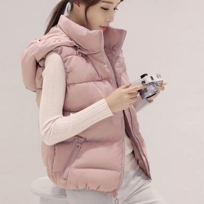 Spot Autumn and Winter Cotton Short Removable Hooded Down Cotton Vest Large Size Jacket