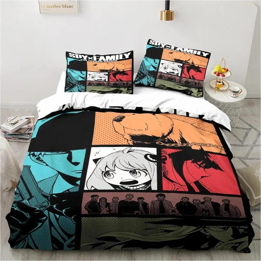 SPY×FAMILY Anime Täcke Sängkläder Set Tecknad Påslakan Örngott Full Size Queen King Quiltöverdrag Enkelsäng Dubbelsäng A