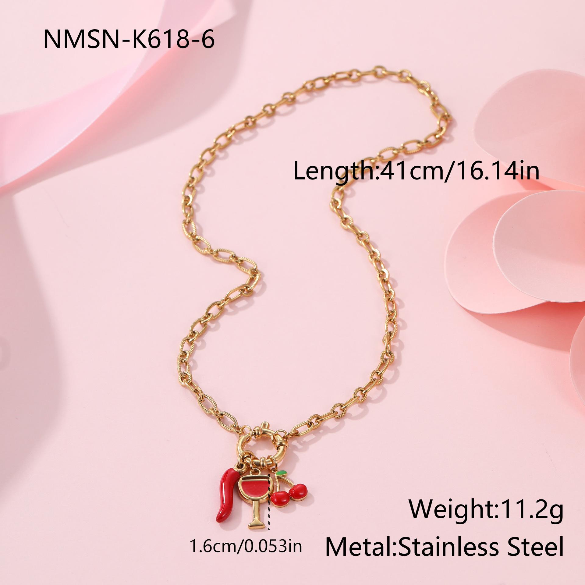 GEMCHIC Women s Cherry Wine Chili Pepper Stainless Steel Necklace
