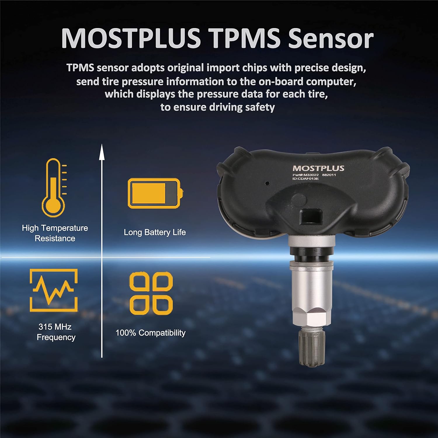 

MOSTPLUS TPMS Sensor, Pre-Programmed 315MHz 42753SNAA83 Tire Pressure Monitoring Sensor Compatible for 2008-2015 Honda Civic Odyssey Fit Element