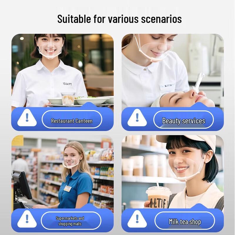 Transparente Koch-Gesichtsmaske für den Küchen- und Cafeteriagebrauch - Speichelschutz, Hygienischer Lächelschutz