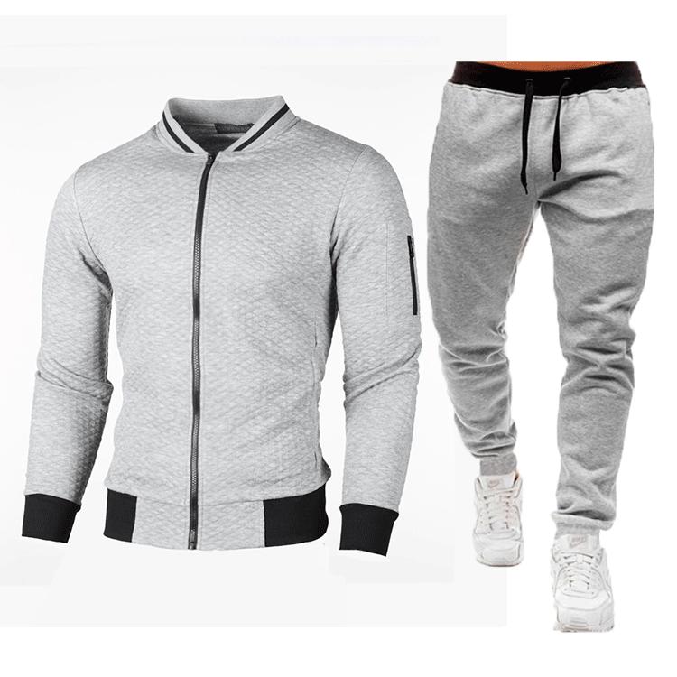 Neuer Stil Sweatshirt Reißverschluss Stehkragen Sweatshirtjacke Herren Kariert Einfarbig Strickjacke Anzug