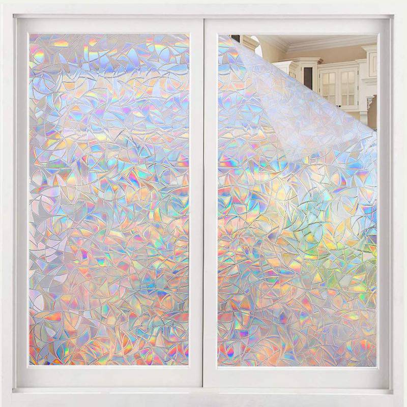 3D Static Rainbow Adhesive Free Glass Sticker Home Office Thermal Uv Resistant Window Film Decorative Privacy Sun Film