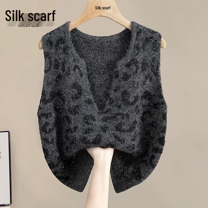 Women s Loose Fit V-Neck Knitted Vest One Size