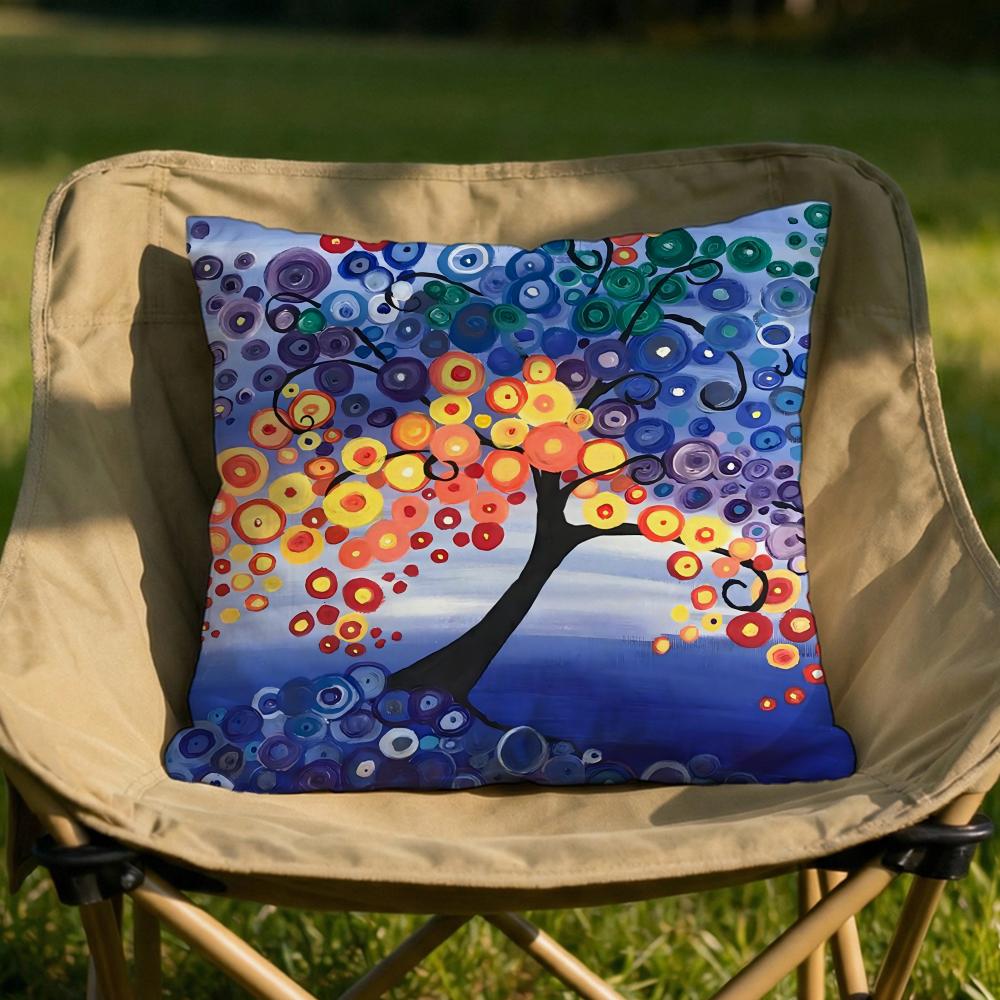 Colored Tree Cushion Cover Soft Reversible  Durable Pillow Cover  MultiScene Use for Home  Car Daily Comfort