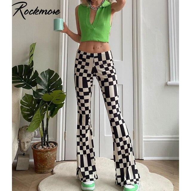 Buy Rockmore Plaid Flare Wide Leg Pants 