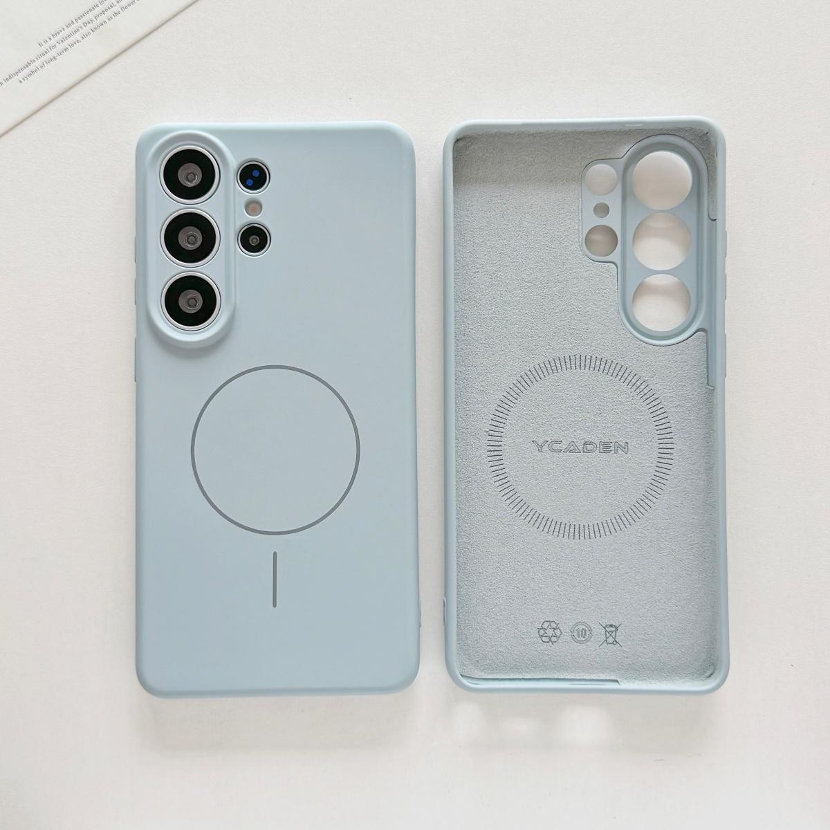 

Original Liquid Silicone For Magsafe Magnetic Phone Case For Samsung S26 S25 S24 S23 S22 Ultra Plus Solid Color Soft Matte Cover Galaxy S24 Ultra циан