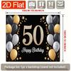Geburtstagsparty Hintergrund Gold Schwarz Polyester Banner Fotokabinen Dekoration 49