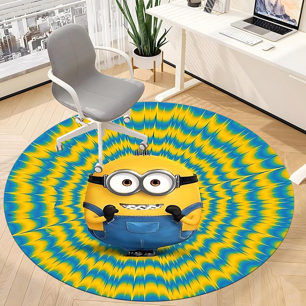 1 Pezzo Tappeto Rotondo da Ufficio Minion, Antiscivolo, Morbido e Resistente, per Decorazione d'Interni, Perfetto per Ufficio, Bella Decorazione