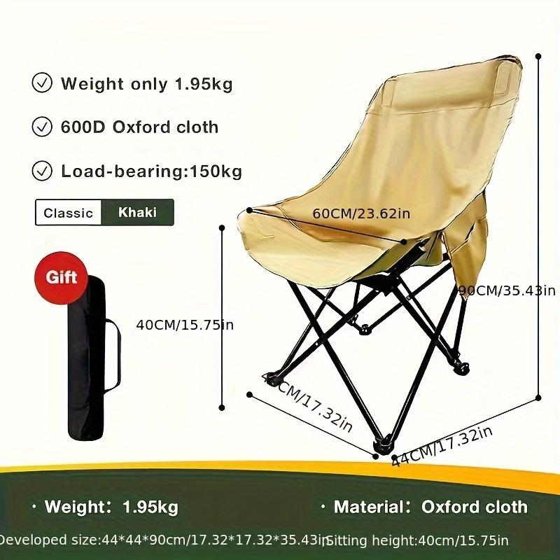 1pc Foldable High Back Moon Chair for Adults Portable Outdoor Camping Chair with Steel Bracket Lightweight and Durable White
