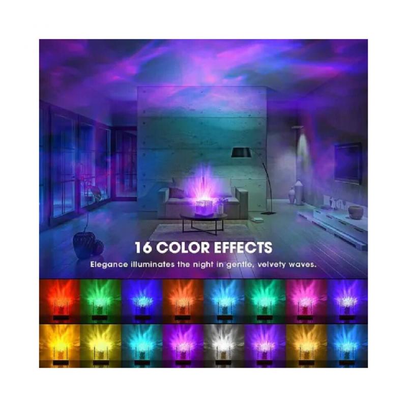 Kostka Polární záře 16 barev Dynamické noční světlo s vlnami a dálkovým ovladačem