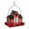 Solar Bird Feeder House Roofed Hanging for Outdoor White