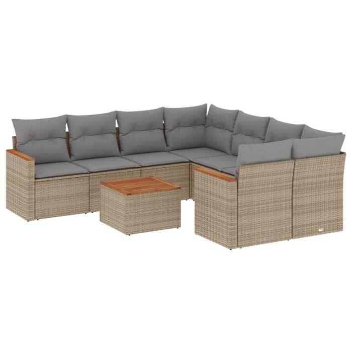 VidaXL Garden Lounge Set with Cushions 9 Pcs, Patio Sofas, Patio Furniture Set, Outdoor Furniture, Beige 3258230