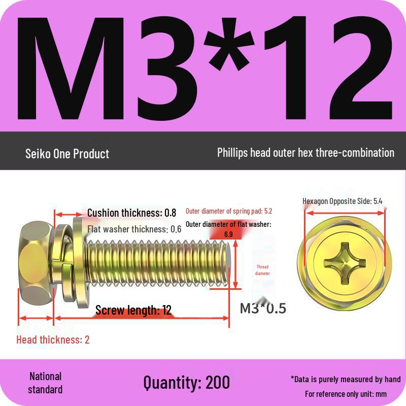 Hexagon Head Combination Screw Bolt Set with Washer and Spring Washer