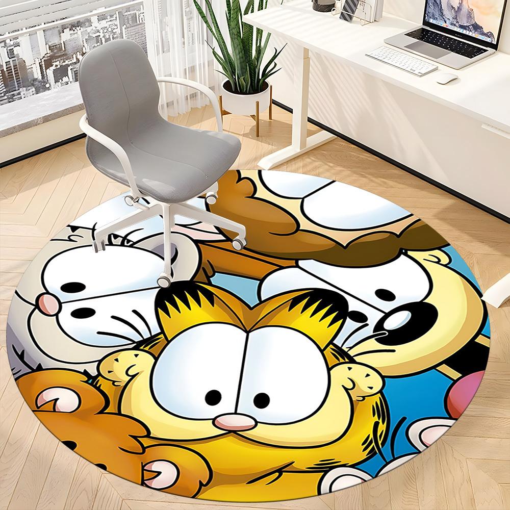 Garfield Pets Office Round Area Rug, Indoor Mat Suitable For Office, Under Office Chairs Bedroom Living Room Home Decor, DT1212085