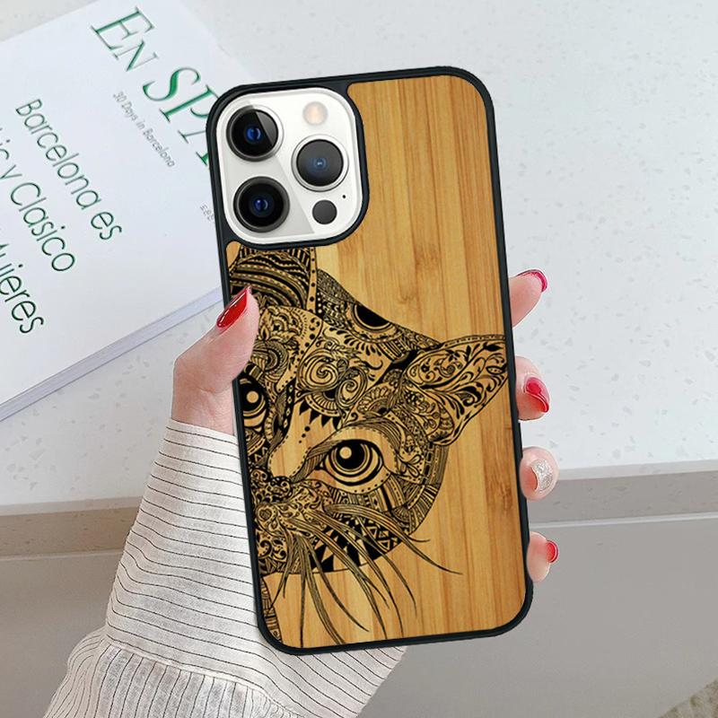 Bamboo Wooden ANIMALS Phone Case For iPhone 17 Air 15 16 16e 14 13 Pro Max Coque 12 11 Pro Max PLUS fundas cover
