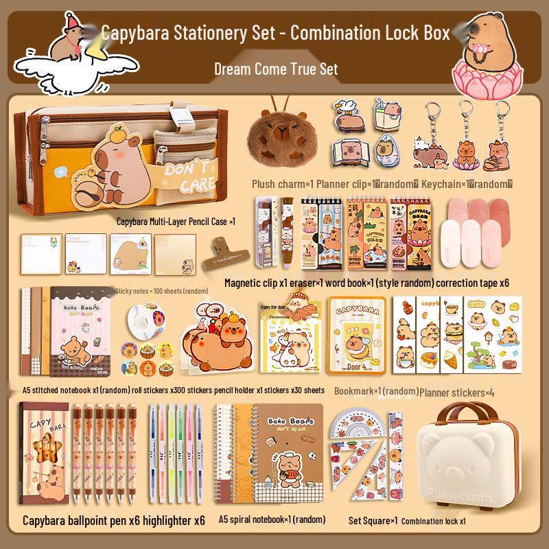 

Набор канцелярских принадлежностей на День защиты детей с капибарой - Набор креативных учебных принадлежностей