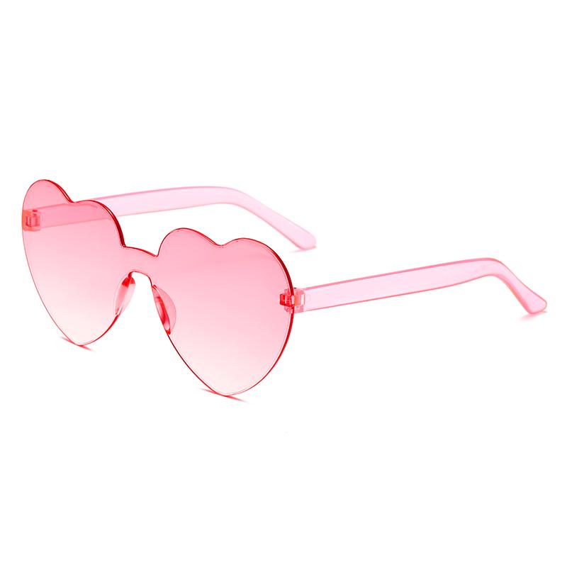New Fashion Candy Heart Sunglasses Women Gradient Color Integrated Sun Glasses Personality Frameless Design Female