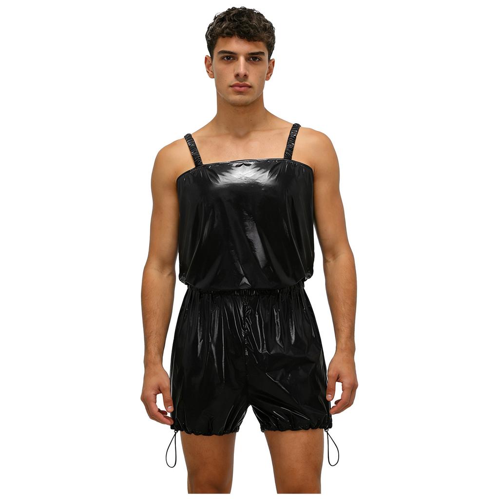 Body Adaptable de una Pieza para Hombre Cubierta de Pañal Impermeable Piernas con Cordón Correas Elásticas Cintura Monos