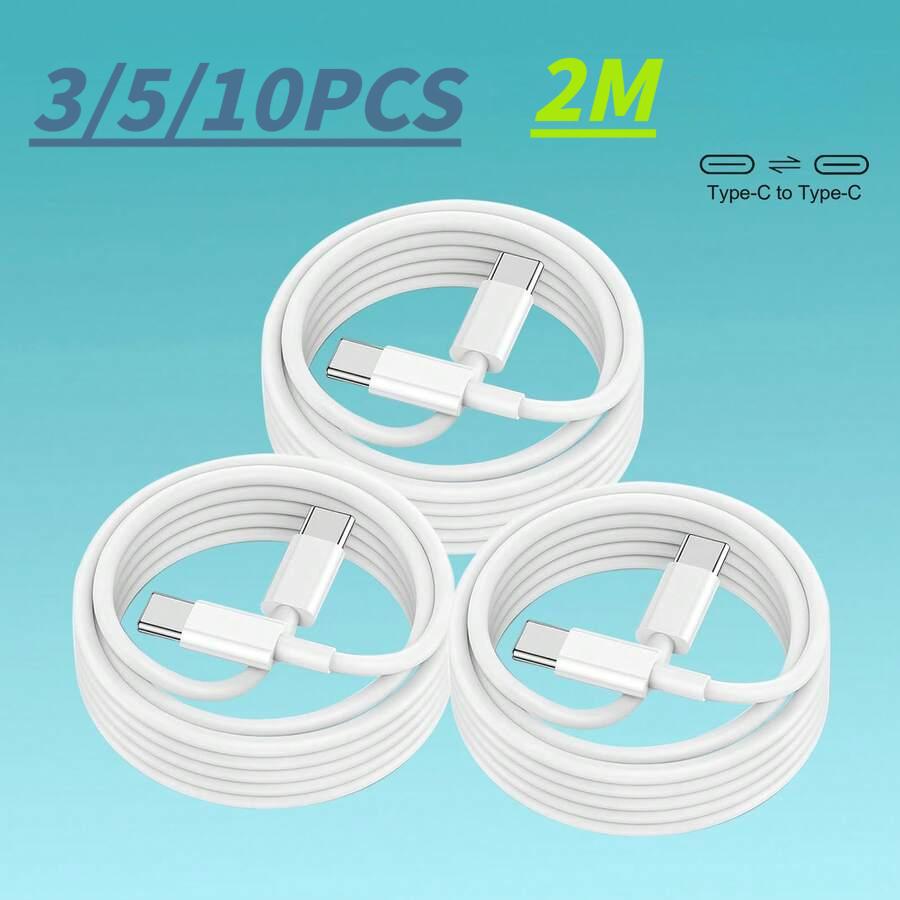 3/5/10pcs2M USB C Fast Charging Cable Type C to Type C PD Quick Charger Cord Data Sync Wire for iPhone 15 16 Samsung Galaxy S24 S23 iPad MacBook