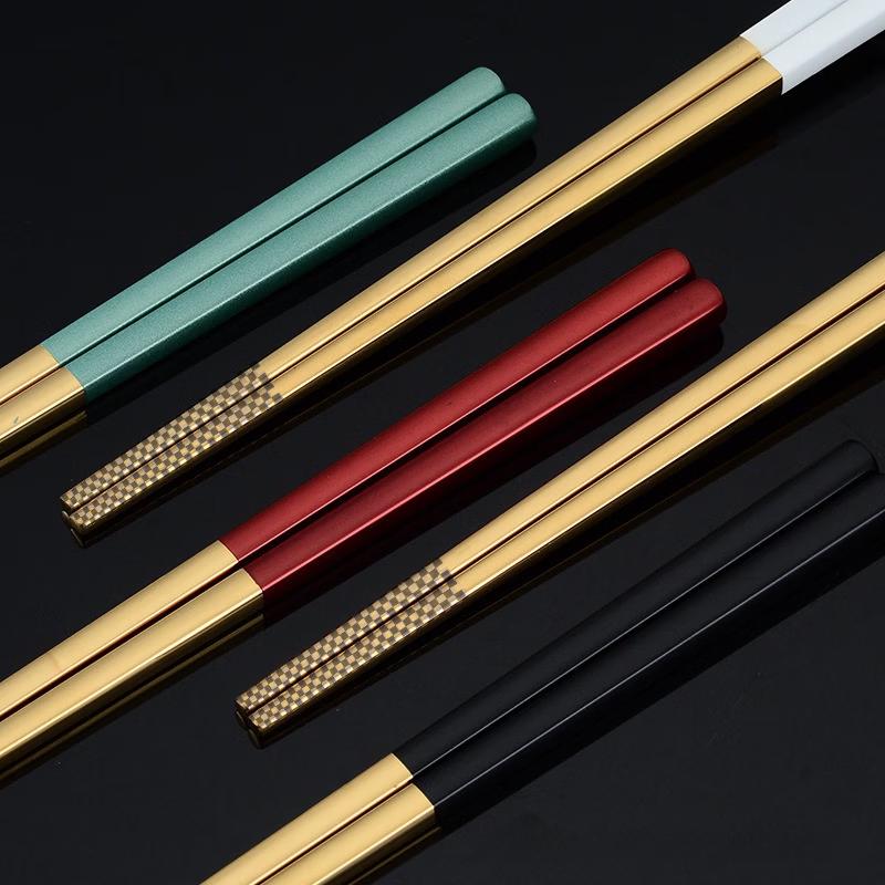 Ru Han Gold-Plated Stainless Steel Square Chopsticks