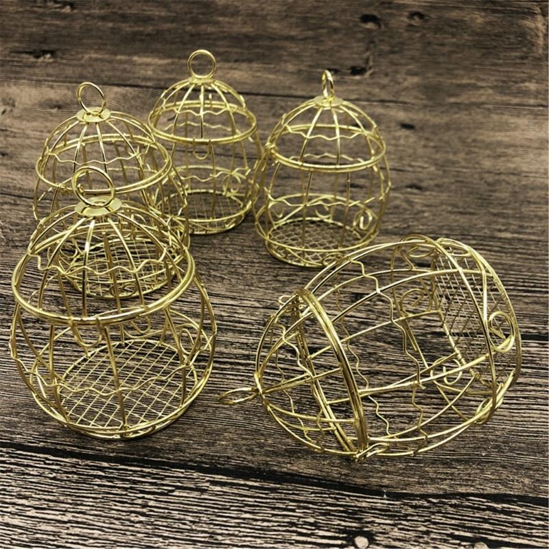 Hohler Vogelkäfig Eisen Süßigkeitenbox Set (Packung mit 6) Vielseitige Aufbewahrungslösung Goldene Aufbewahrungs-Geschenkboxen Elegante Dekoration