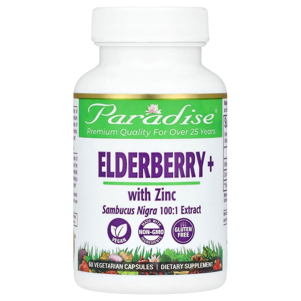 Paradise Herbs Earth's Blend Elderberry + Zinc Veggie Capsules, 60 Count