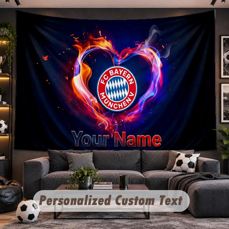 Wall Hanging Tapestry Custom NameBayern Munich Pattern Personalized Printed Fabric Wall Decor