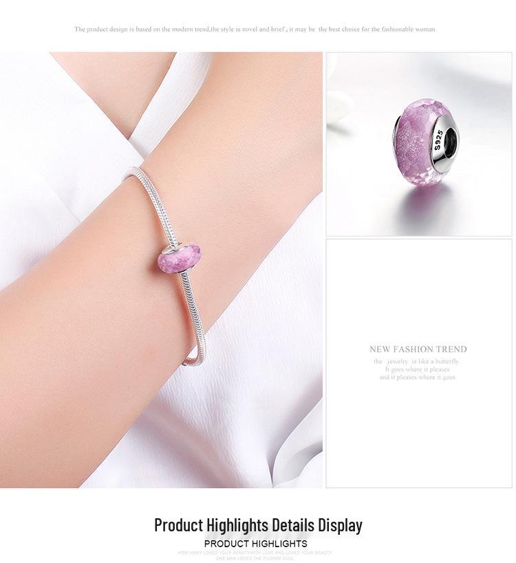 S925 Sterling Silver Bracelet with Shining Cut Glass Beads - DIY Bead Jewelry Accessories