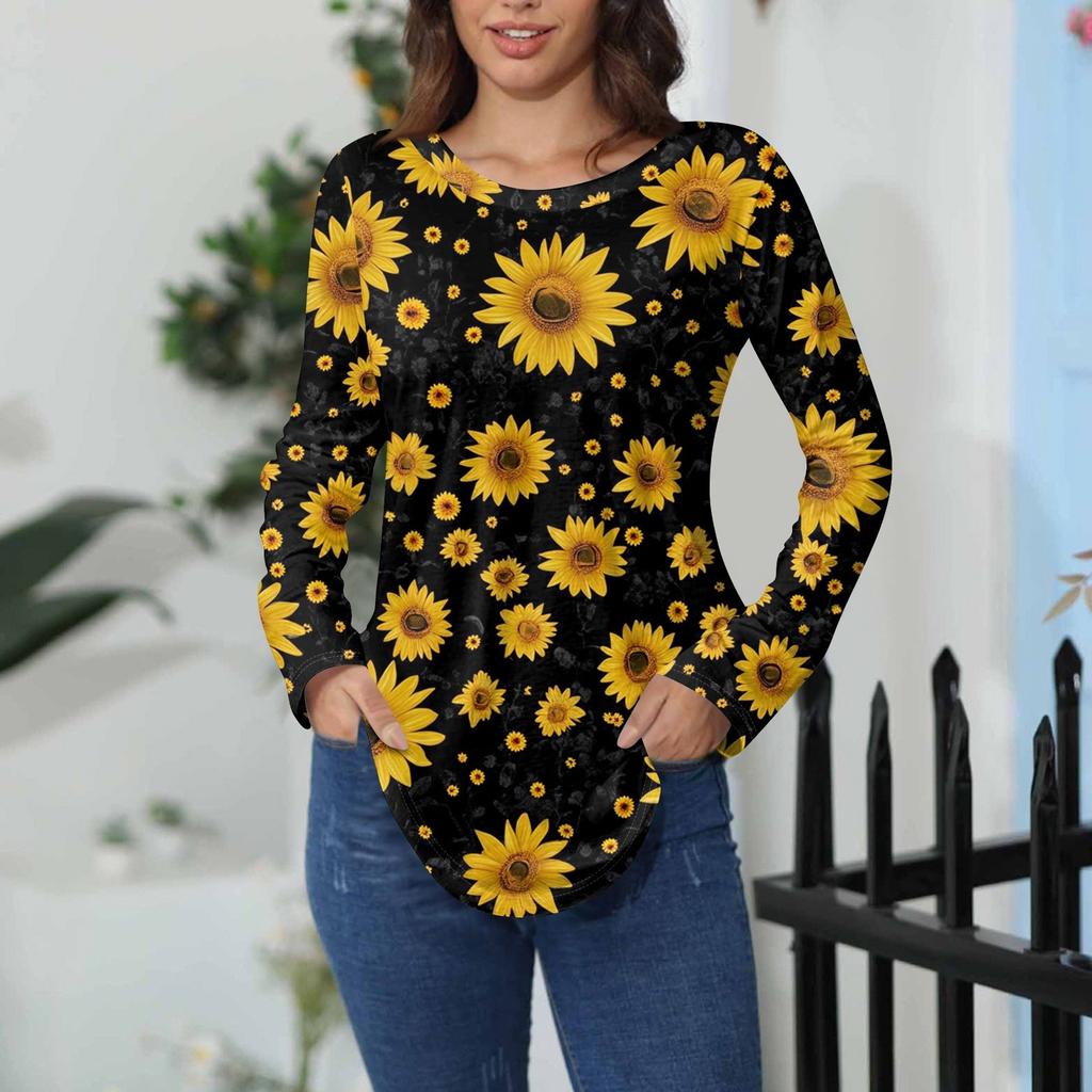 Tee Shirts For Women Fall Casual Long Sleeve Shirts Sweatshirt Vintage Graphic Printing Top Pullover Valentine's Day