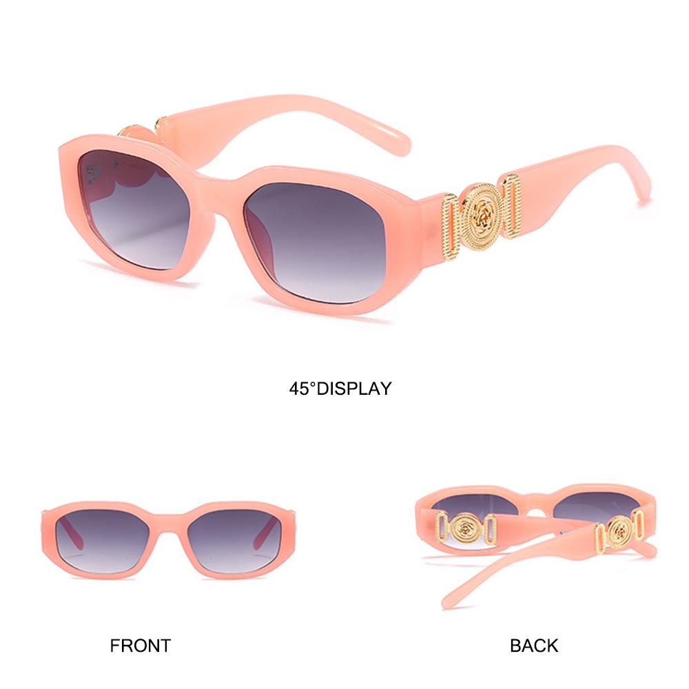 Frame Trendy UV Protection Irregular Sunglasses Vintage Shades Sun Glasses with Metal Rose Design