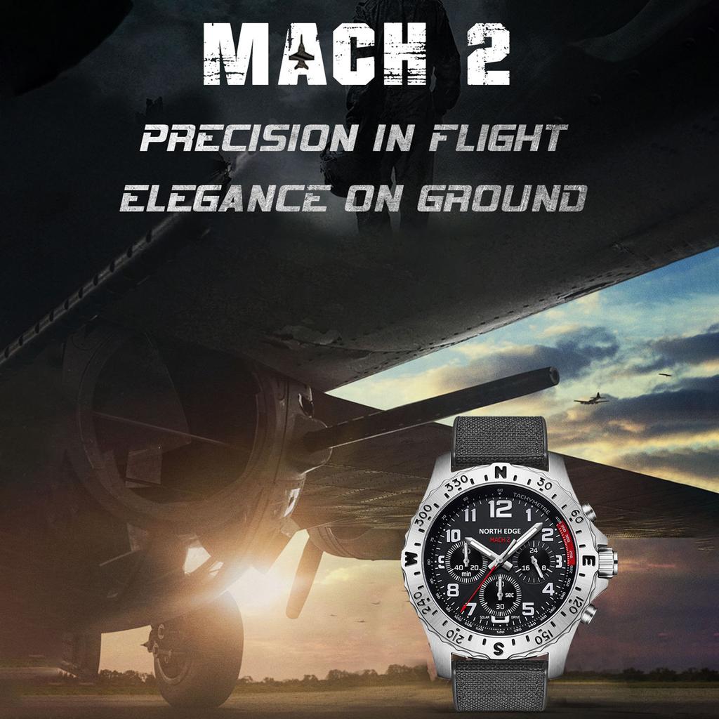 Solar Powered North Edge Watch for Men Outdoor Stainless Steel Electronic Chronograph Solar Charged Watch180 Days Power