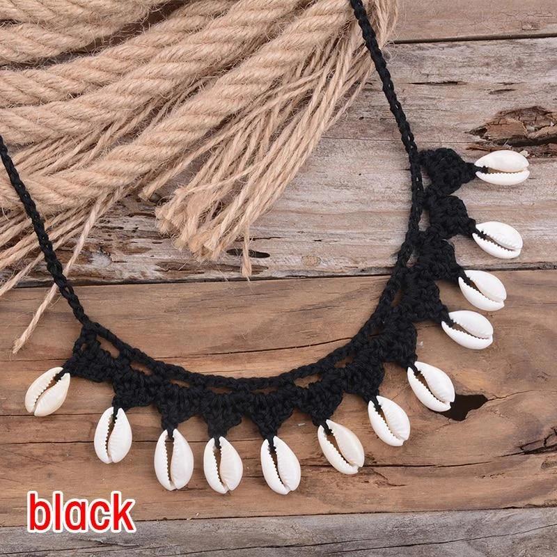Bohemian Shells Necklaces for Women Handmade Woven Rope Chain Choker Necklace Summer Beach Beaded Necklaces Jewelry