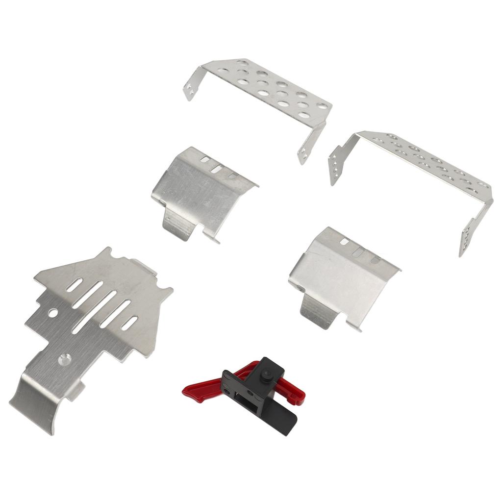 6pcs RC Car Chassis Armor ESC Reset Switch Stainless Steel RC Armor Chassis Guard Plate for Traxxas