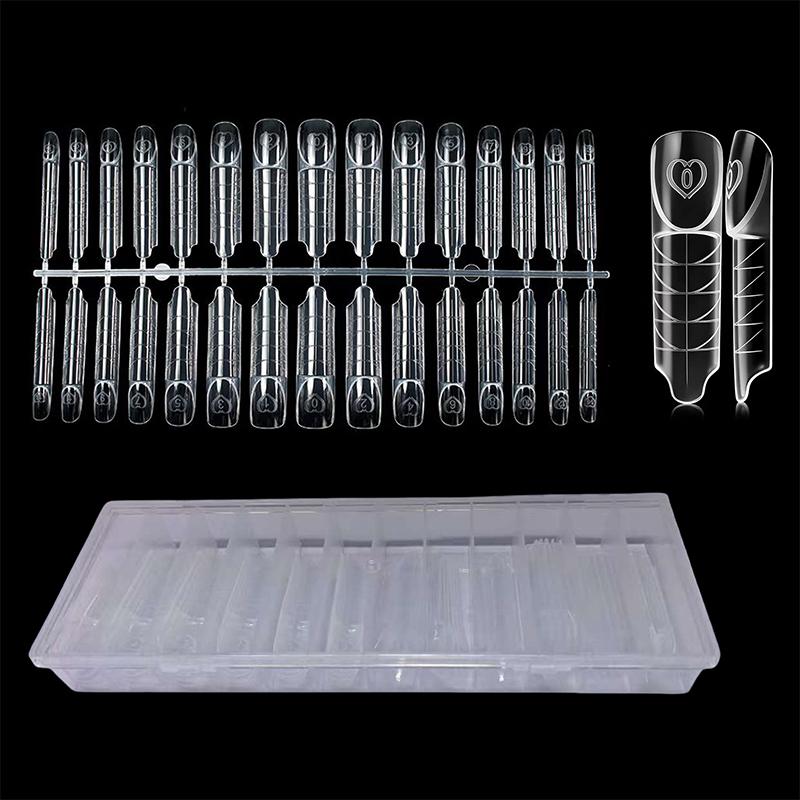30/60/75/150 Stück Französische Dual-Formen 15 Größen Klar Wiederverwendbar Nagelverlängerung Builder Gel Französische Spitze Maniküre-Werkzeug DIY Kunst Salon