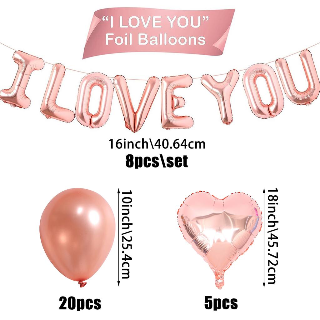 33pcs Valentine's Day balloon set, 16-inch I love you letter balloon, Valentine's Day party decoration, anniversary