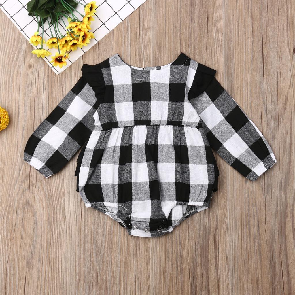 Neu Infant Kinder Baby Mädchen Plaid Kleidung Weihnachts Romper Overall