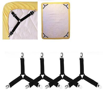 4 Pcs Triangle Bed Sheet Holders Fitted Sheet Clips Adjustable Sheet Suspenders Mattress Gripper Clips for Bed Mattress Cover