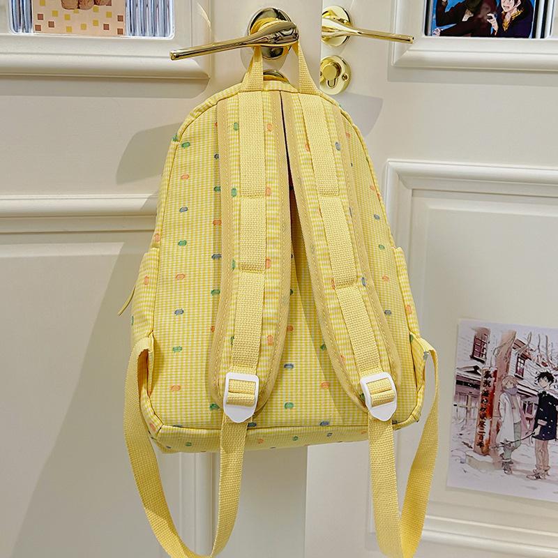 School bag Korean ins spotted plaid foreign style backpack high value student class light school bag fresh and sweet backpack