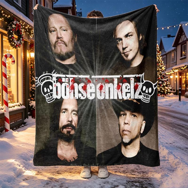 Bohse Onkelz Pattern Blanket for Home Decoration, Bed, Sofa, Car Travel, Camping, Suitable for All Seasons, Birthday Christmas Gift